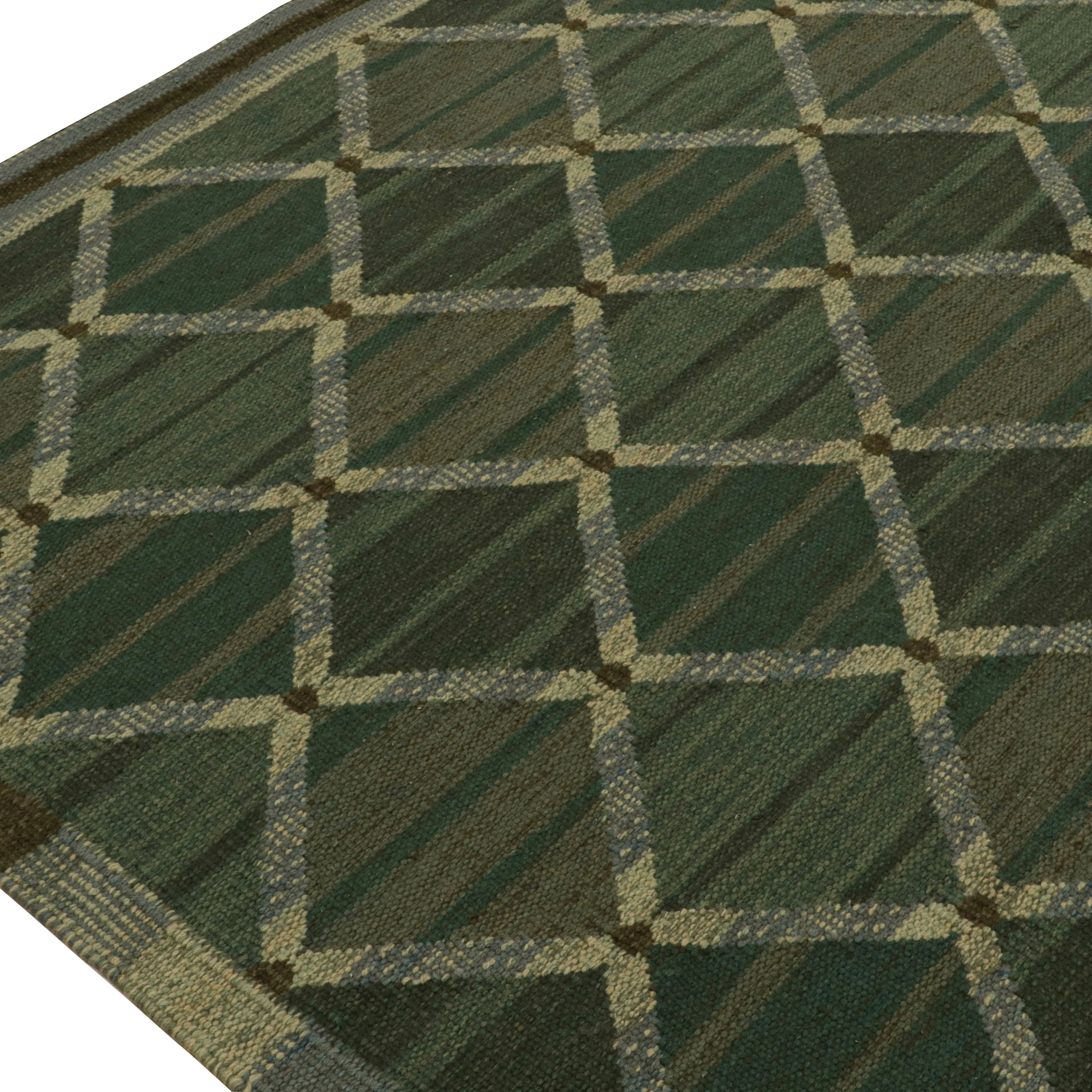 Green Swedish Flatweave Wool Rug - 10'1" x 13'9"