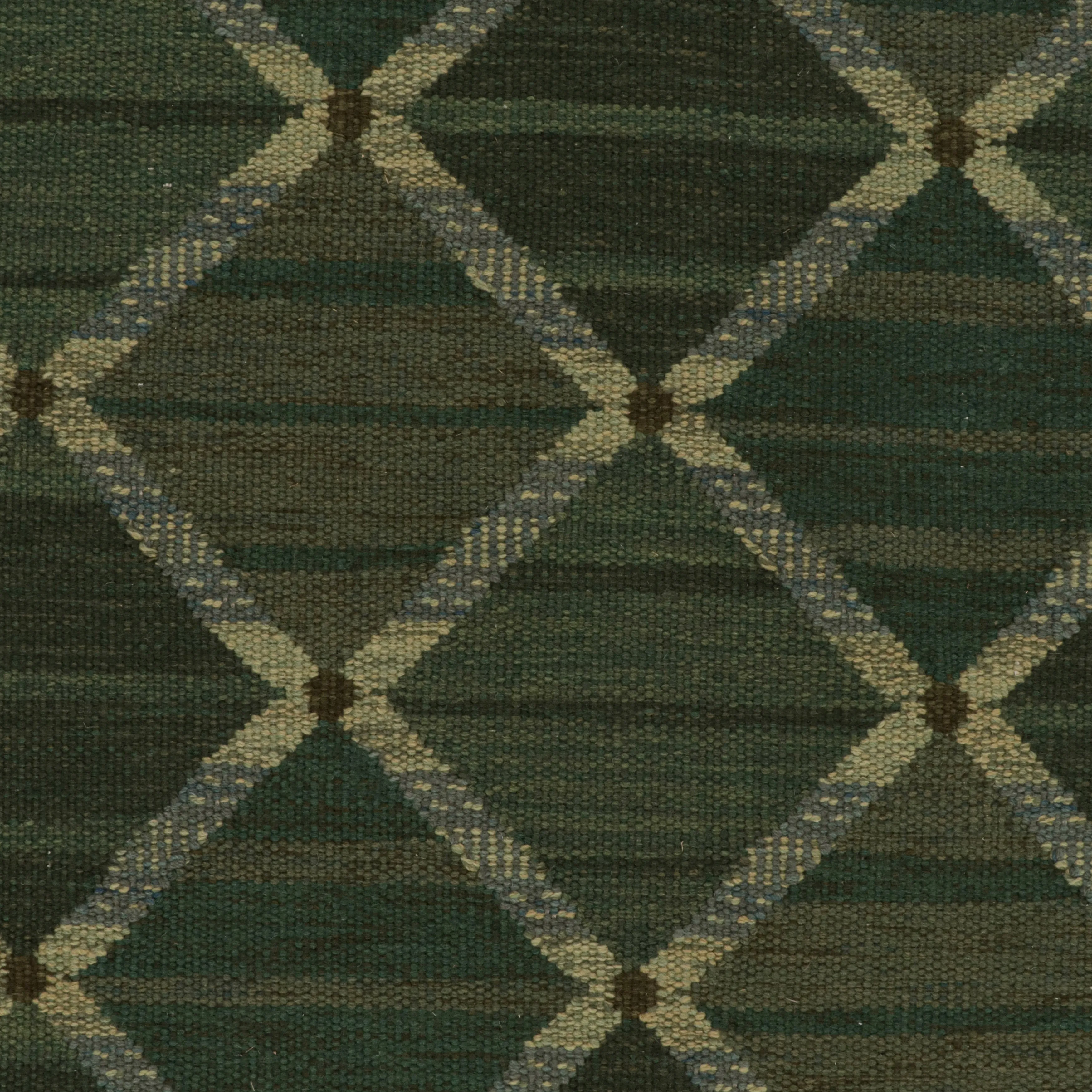 Green Swedish Flatweave Wool Rug - 10'1" x 13'9"