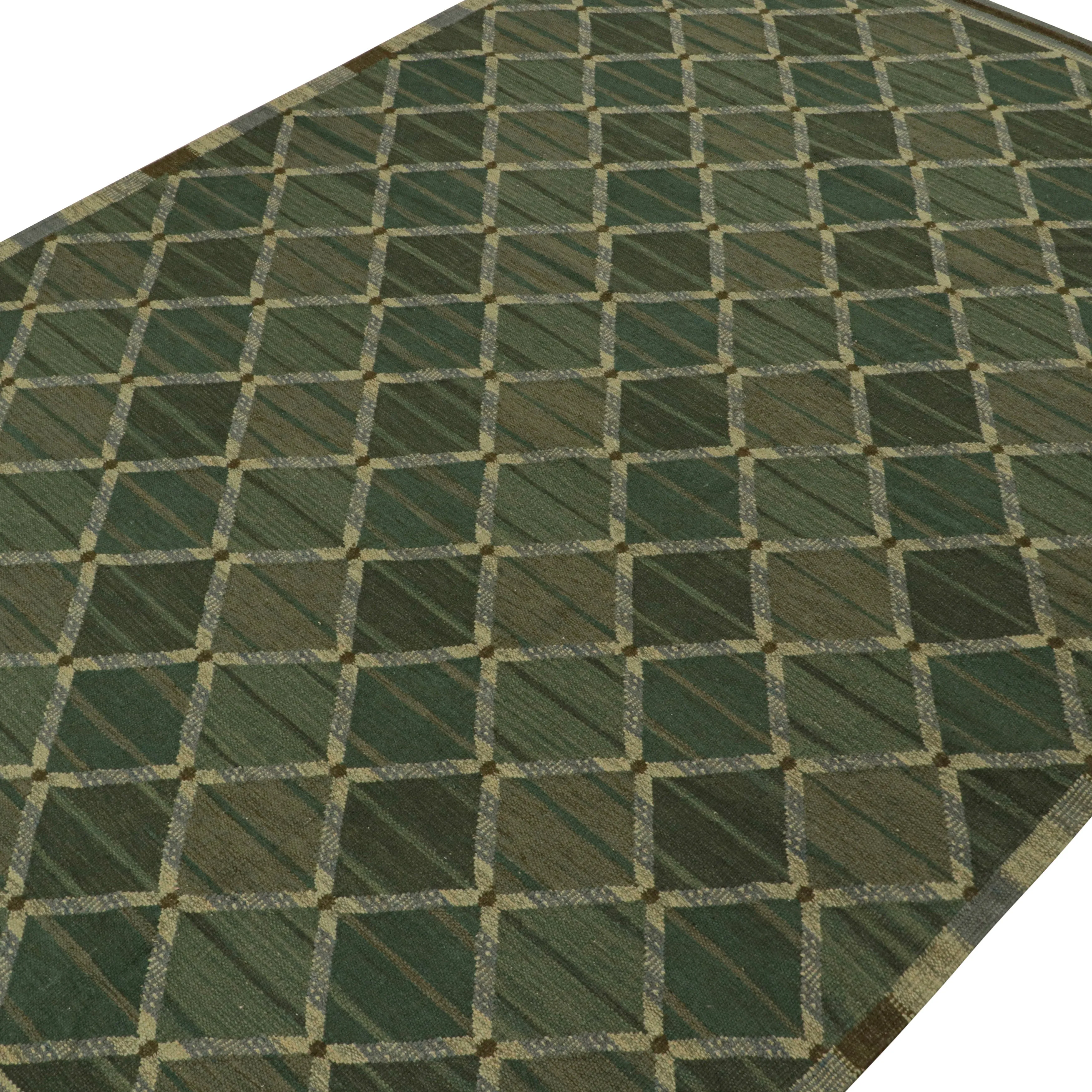 Green Swedish Flatweave Wool Rug - 10'1" x 13'9"