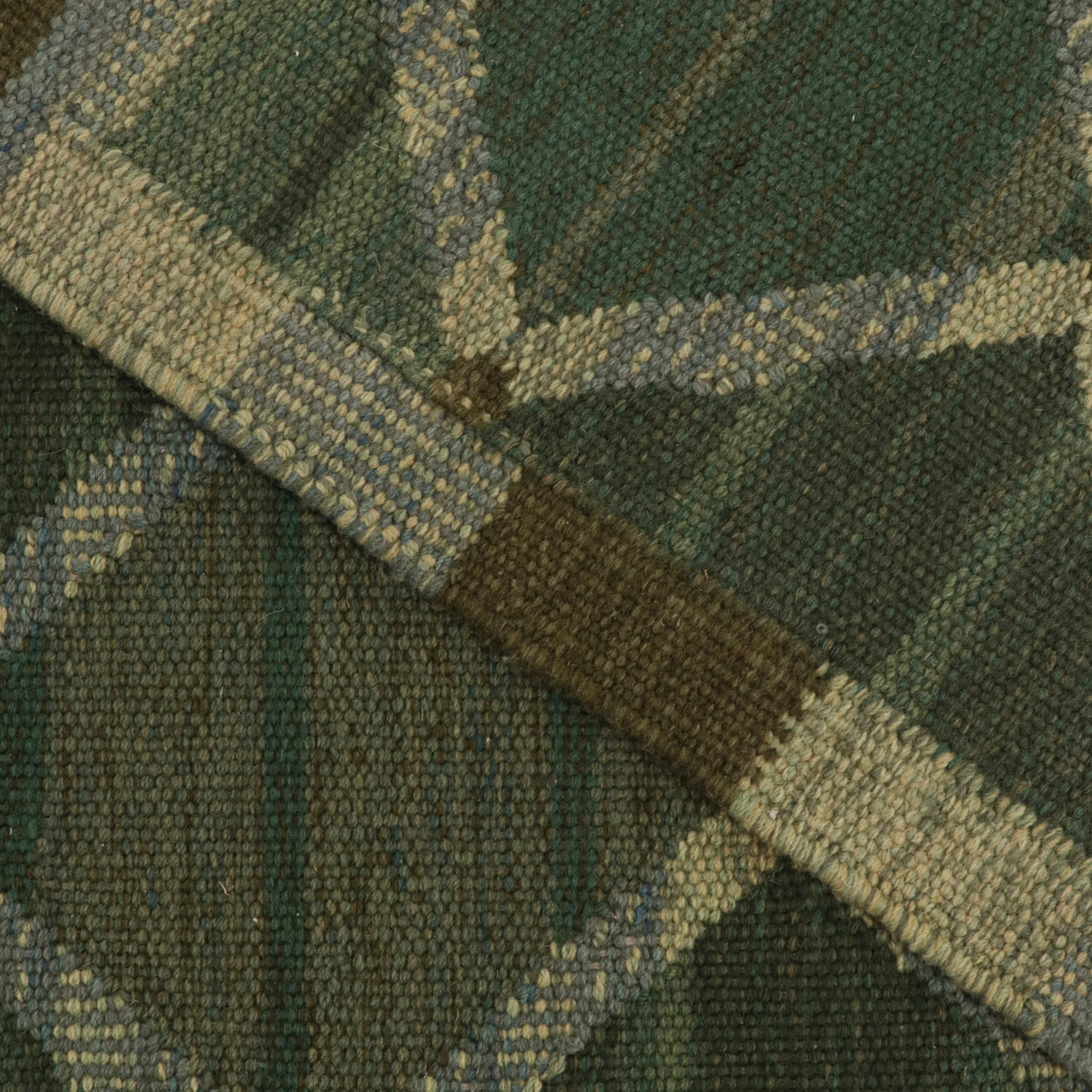 Green Swedish Flatweave Wool Rug - 10'1" x 13'9"