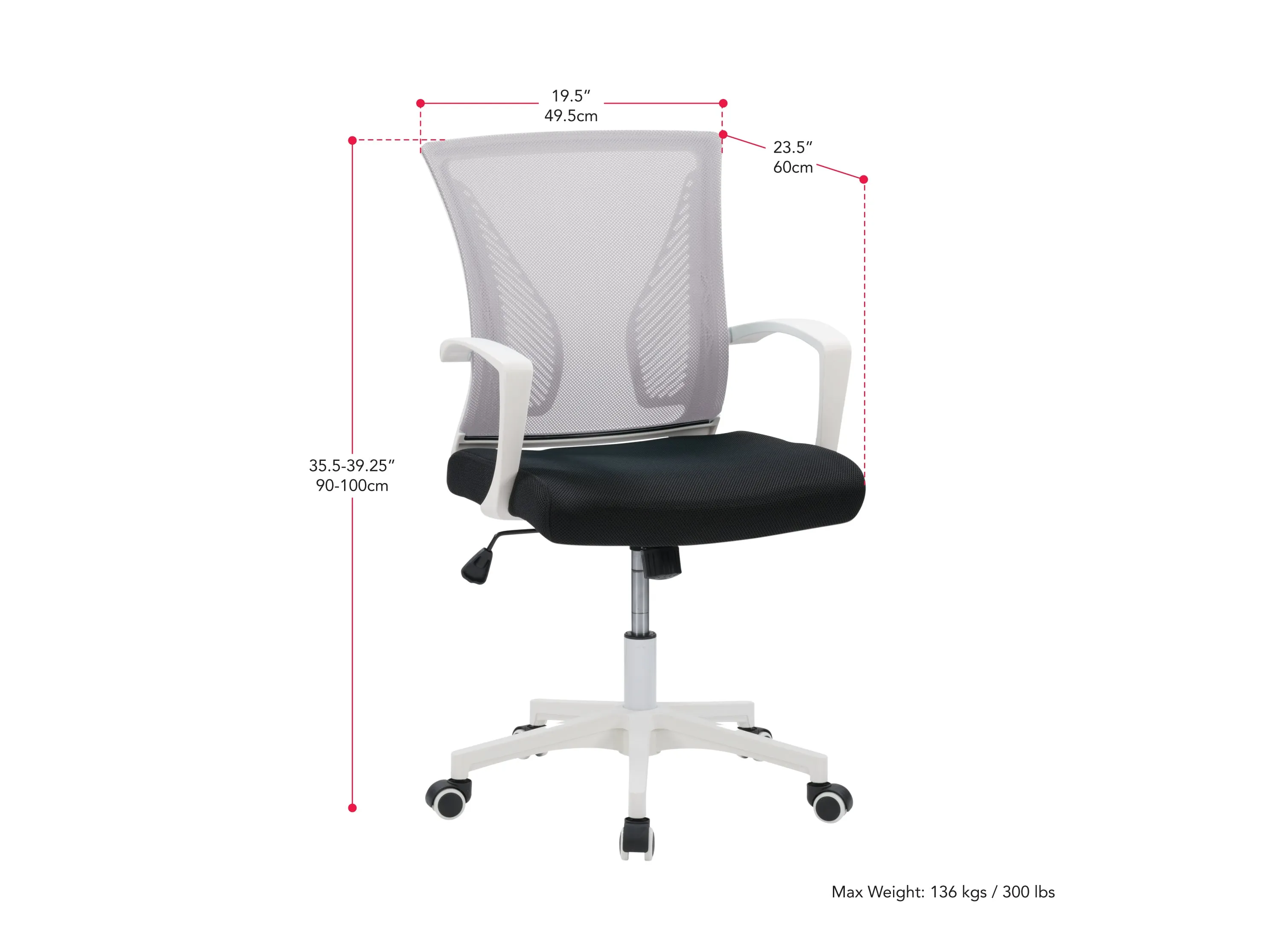 Grey On White Mesh Office Chair