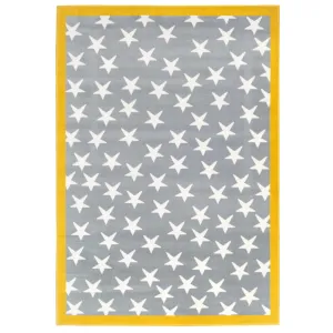 Grey Yellow Kids Bedroom Stars Rug