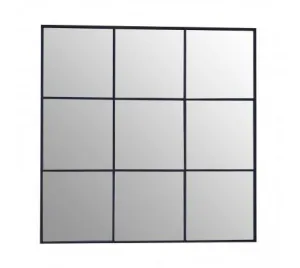 Grid Wall Mirror With Black Finish Frame