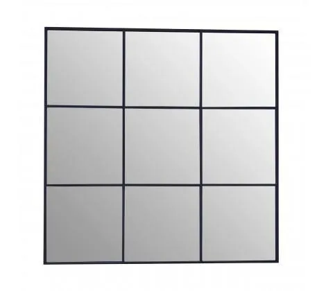 Grid Wall Mirror With Black Finish Frame