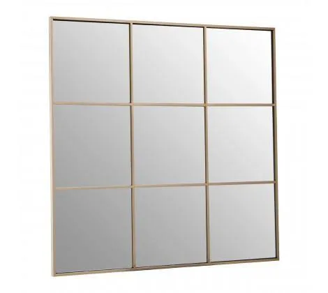 Grid Wall Mirror With Gold Finish Frame