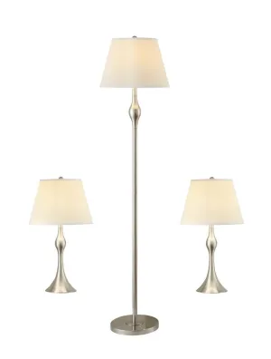 Griffin 3-piece Slender Lamp Set Brushed Nickel
