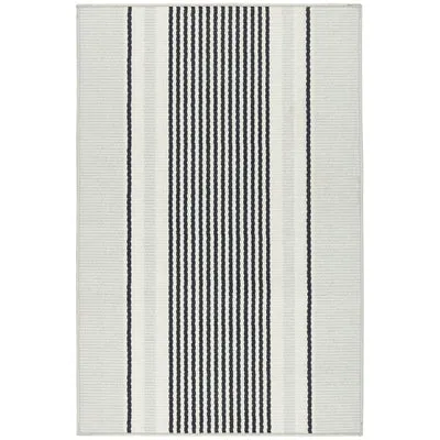 Gunner Strip Grey Machine Washable Rug