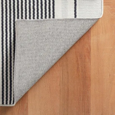 Gunner Strip Grey Machine Washable Rug
