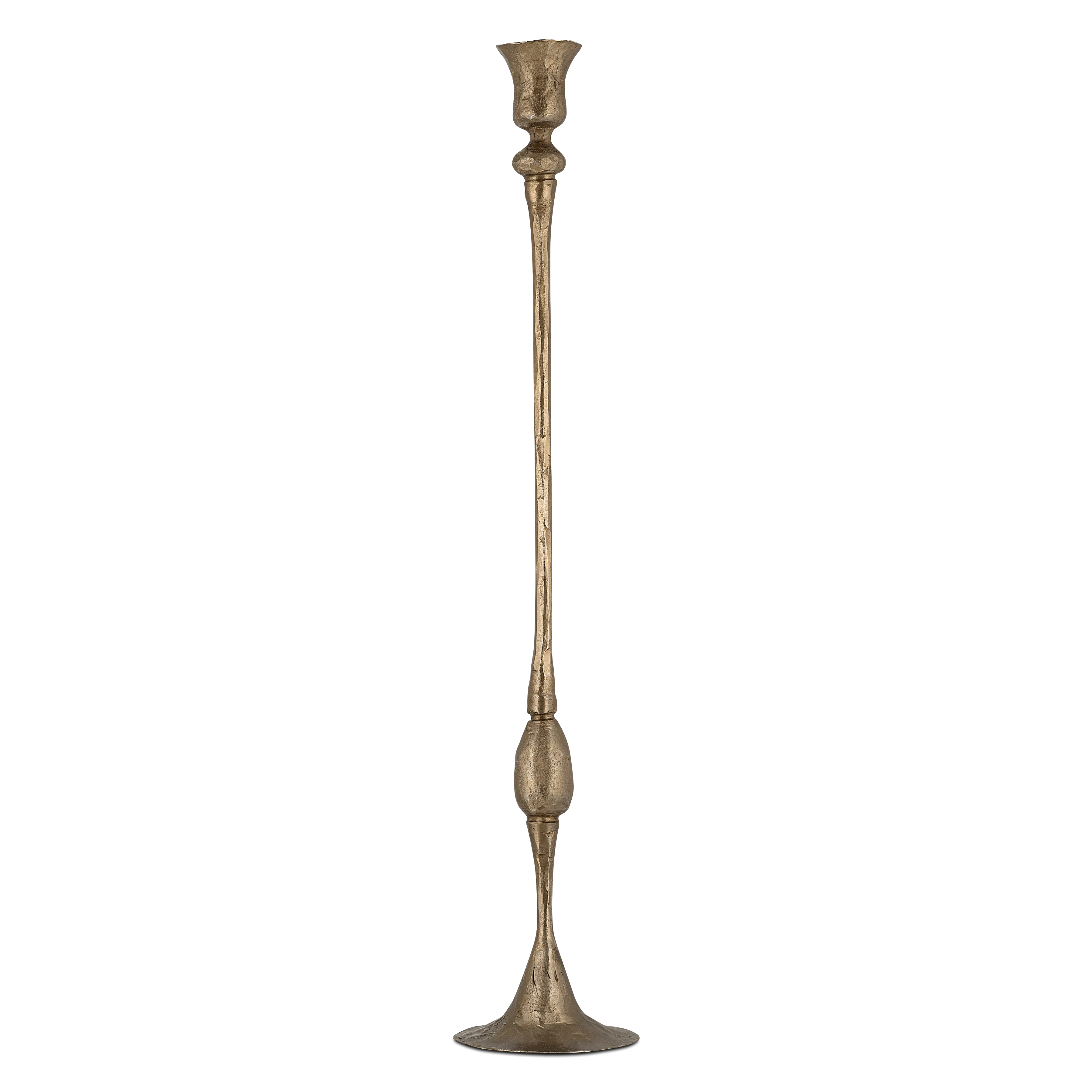 Hammered Tall Antique Brass Candlestick - Three Sizes