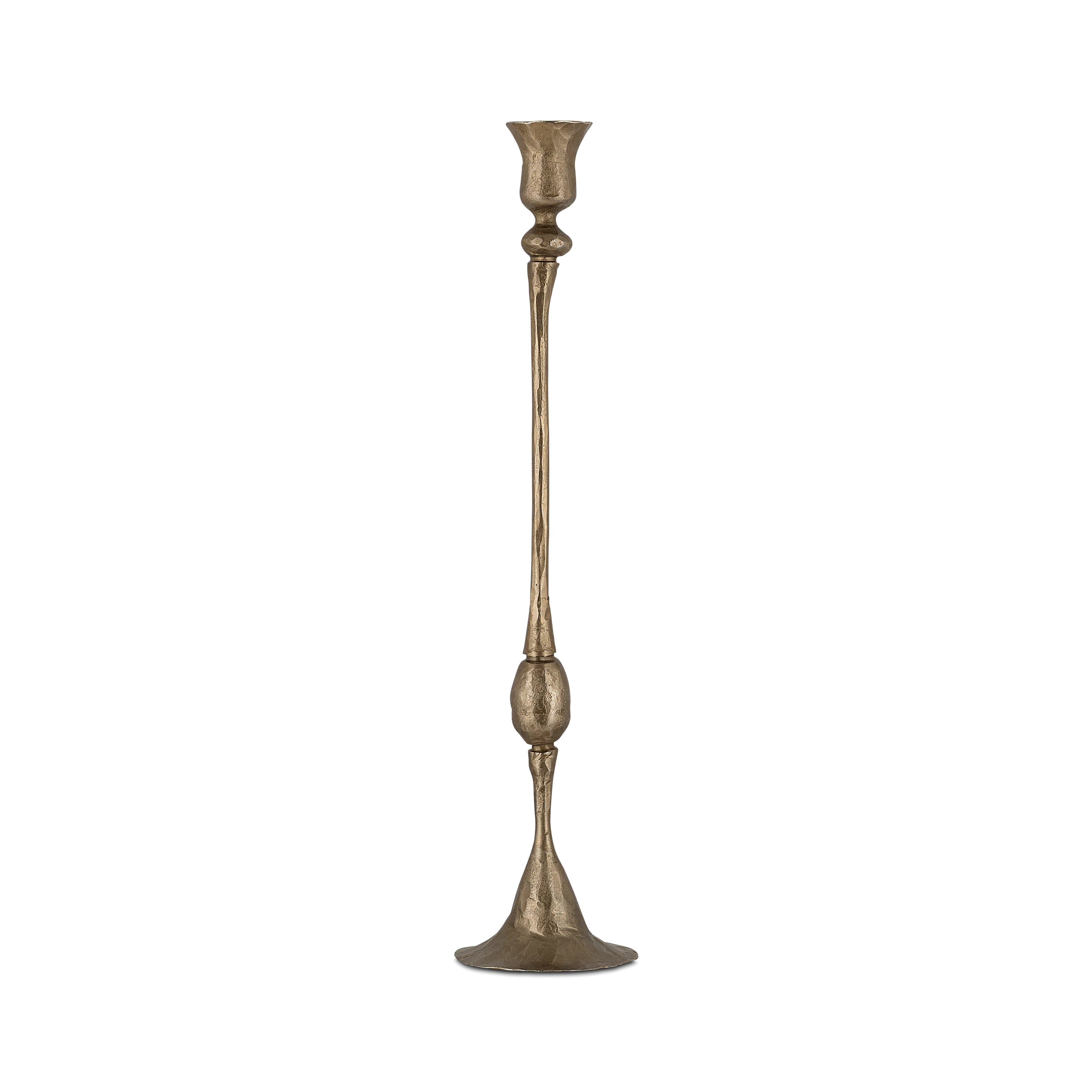 Hammered Tall Antique Brass Candlestick - Three Sizes