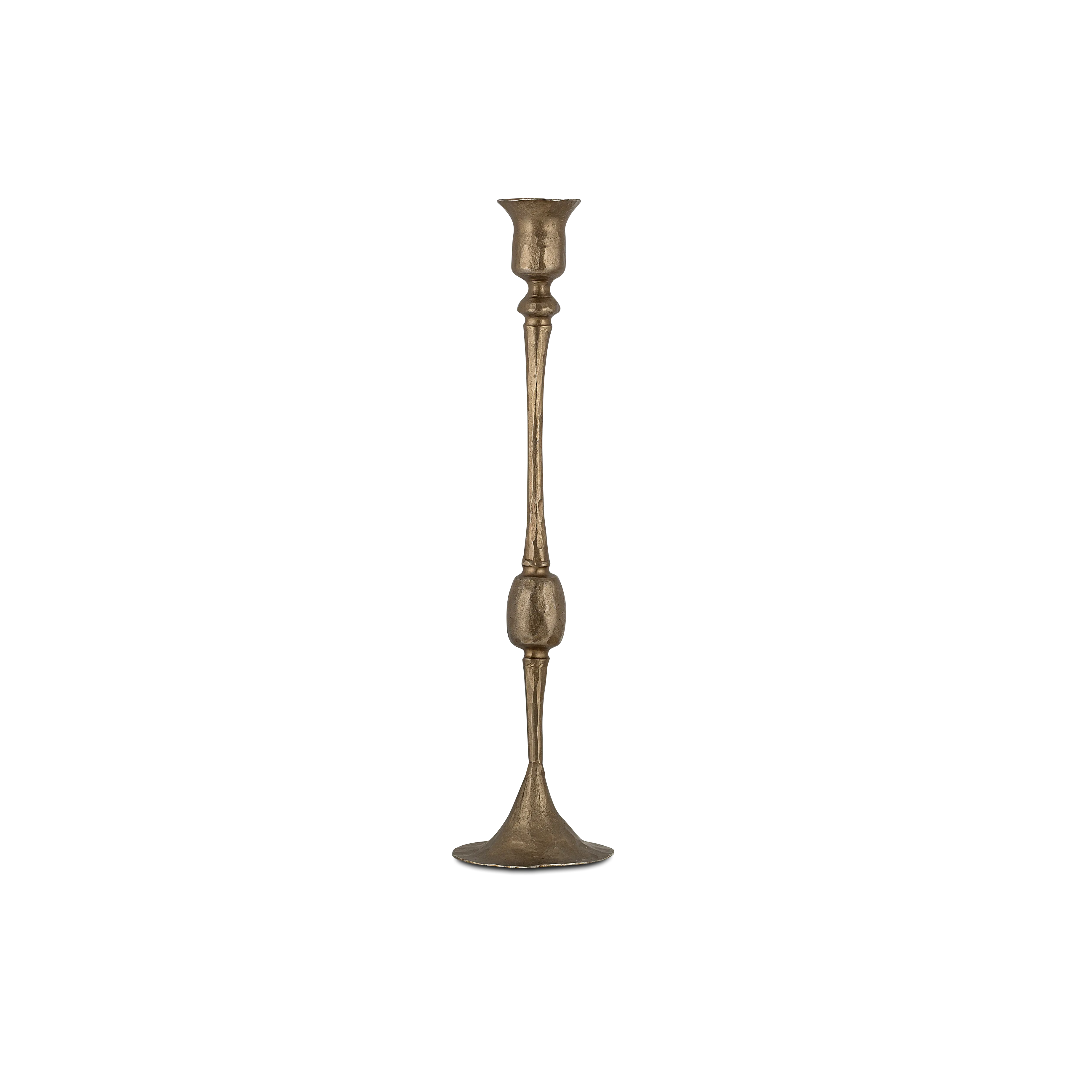 Hammered Tall Antique Brass Candlestick - Three Sizes
