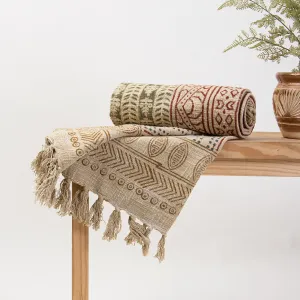 Hand Block Print Cotton Throw Blankets For Home Decor