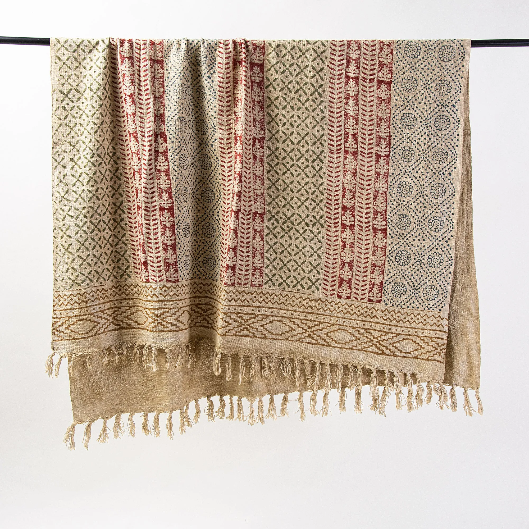 Hand Block Printed Cotton Sofa Blankets for Home Decor