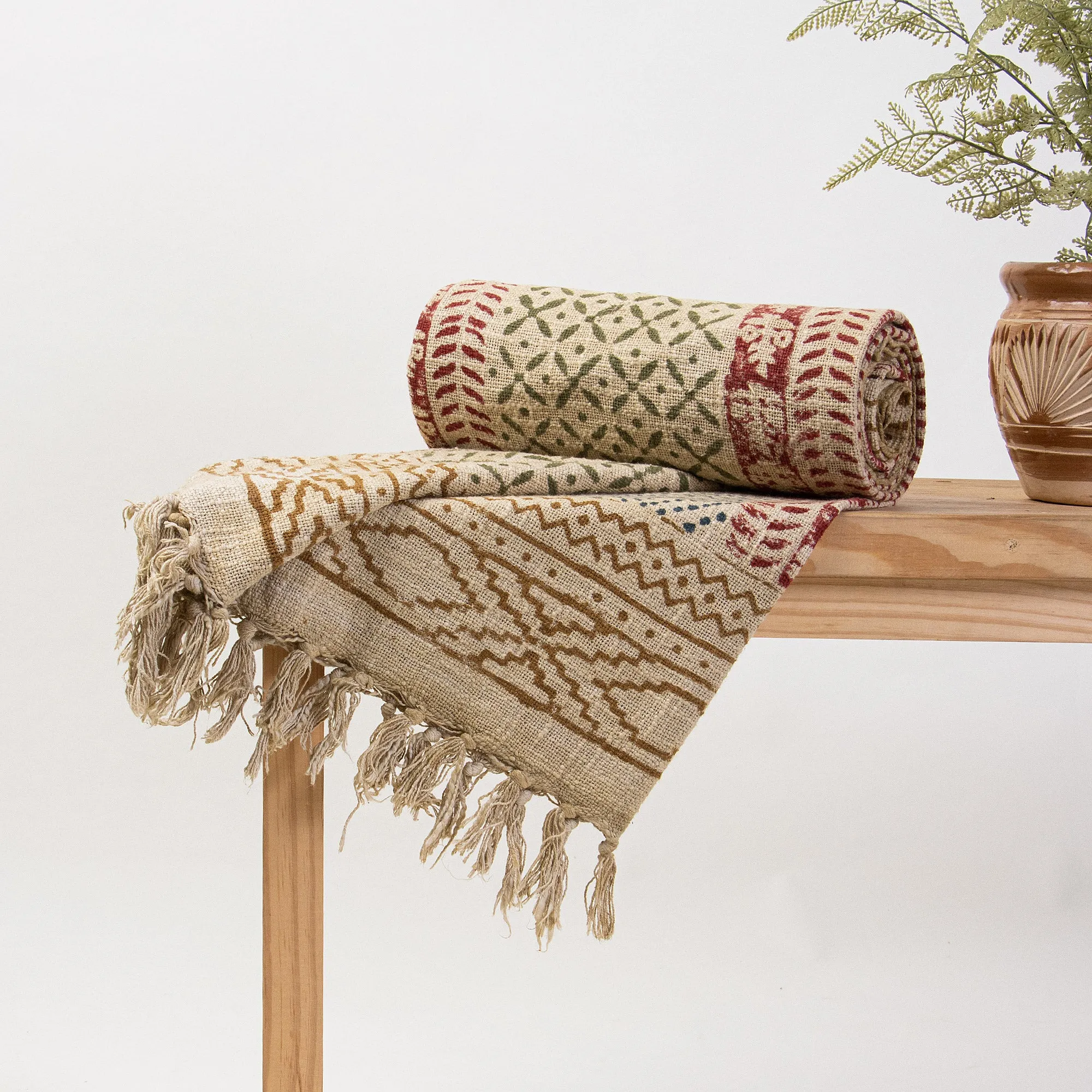 Hand Block Printed Cotton Sofa Blankets for Home Decor