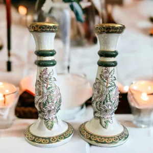 Hand-Painted Ceramic Candle Holders for Thanksgiving - Elegant Table Decor