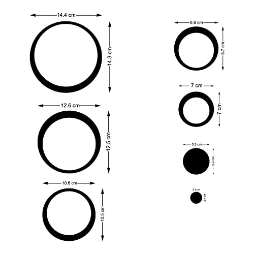 HAPPINY 50 Ring & Dots Black, Mirror Stickers for Wall, Acrylic Mirror Wall Decor Sticker, Wall Mirror Stickers, Acrylic Stickers, Self Adhesive Wall Stickers for Hall Room, Bed Room, Kitchen
