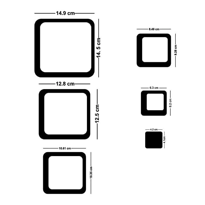 HAPPINY Acrylic Mirror Wall Stickers 12 Six Size Square Combo (Golden & Silver)