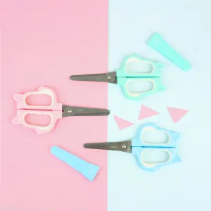 Happy Cat Hand Held Scissors - Pack of 3 (Pink, Blue, and Green)