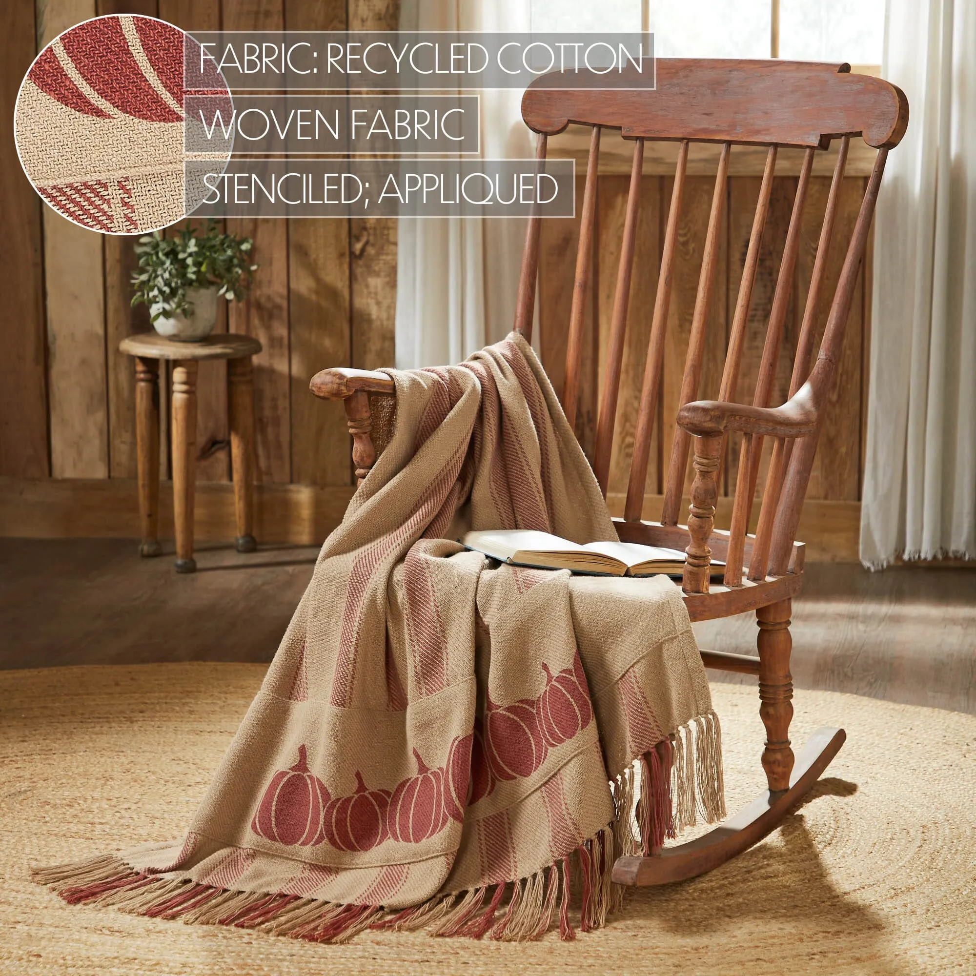 Harvest Blessings Pumpkin Patch Stripe Woven Throw