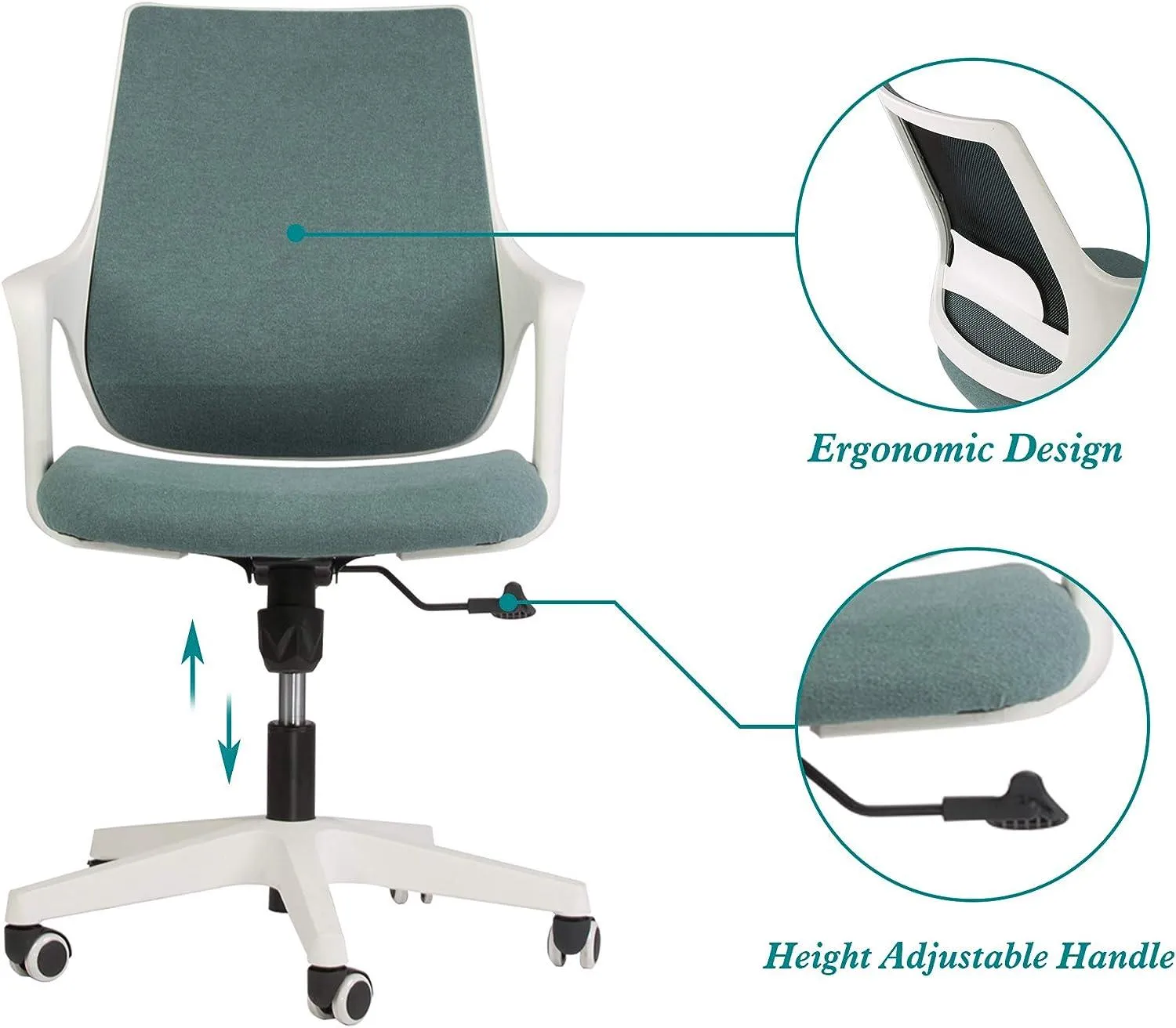 Height Adjustable Swivel Ergonomic Office Desk Chair with Cuddle Back and Padded Seat