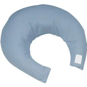 Hermell Products Comfy Crescent Pillow with Blue Satin Zippered Cover, One Size Fits All
