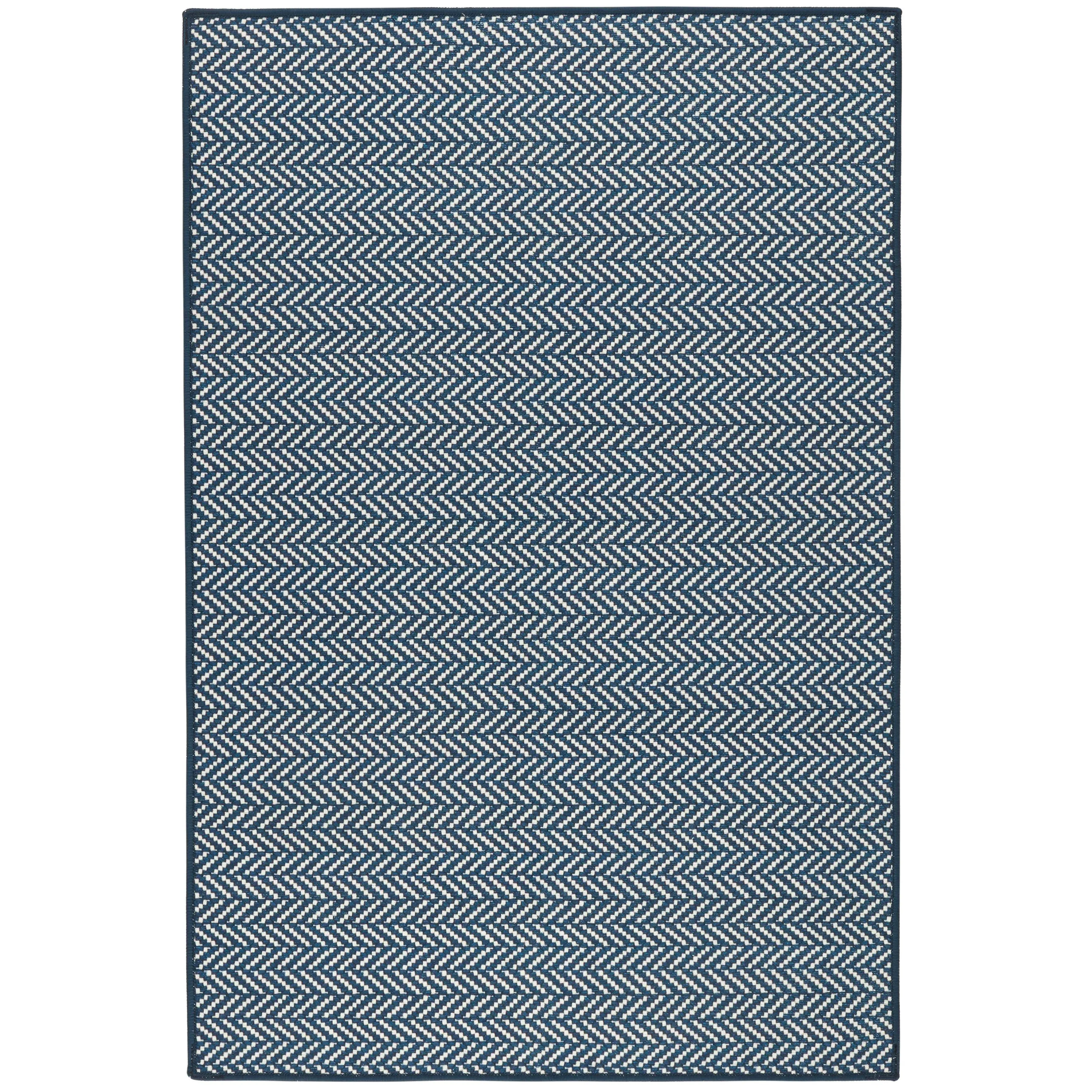 Herringbone Navy Machine Washable Rug