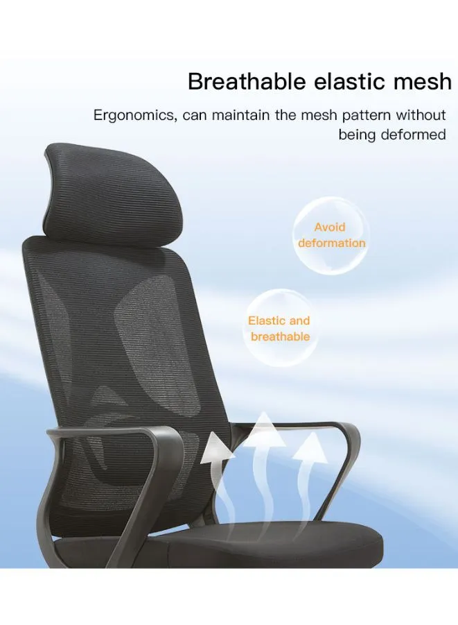 High Back Executive Office Chair With Headrest, Height Adjustable and Chrome Base for Office and Home