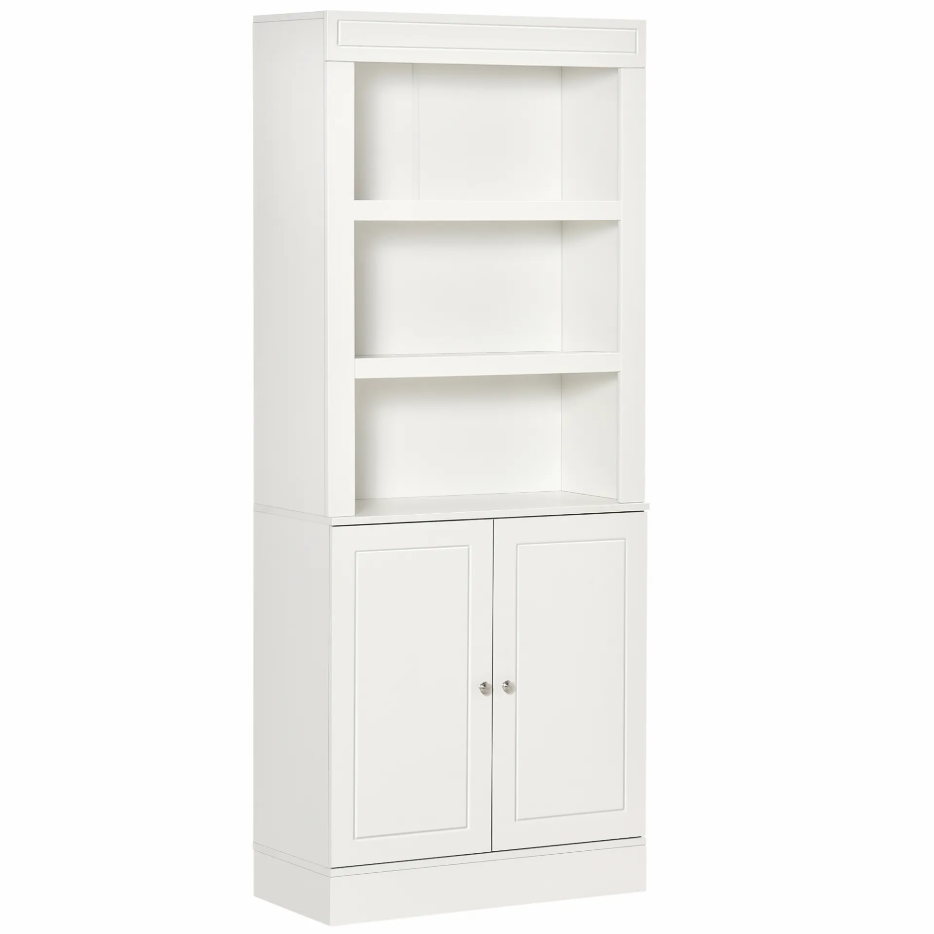HOMCOM Freestanding Kitchen Cupboard with Adjustable 6-Tier Shelving and Double-Door Cabinet - White