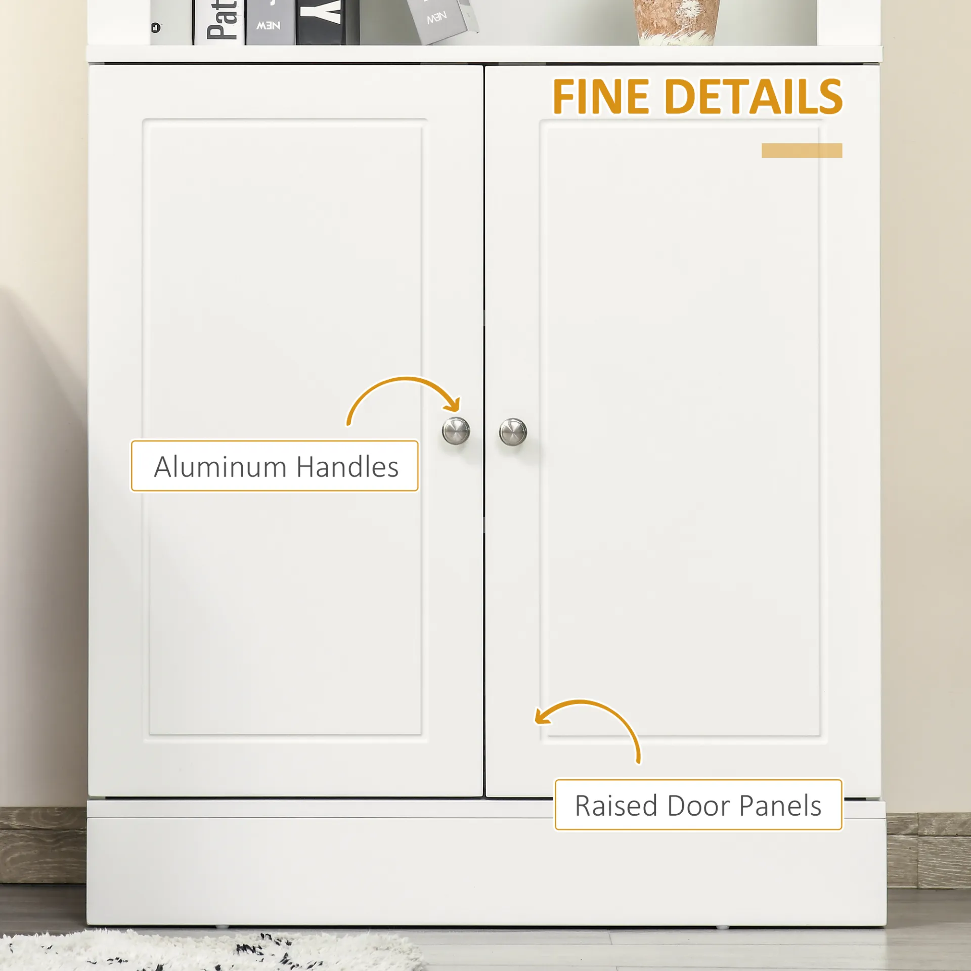 HOMCOM Freestanding Kitchen Cupboard with Adjustable 6-Tier Shelving and Double-Door Cabinet - White
