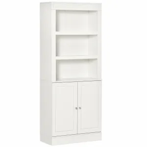 HOMCOM Freestanding Kitchen Cupboard with Adjustable 6-Tier Shelving and Double-Door Cabinet - White