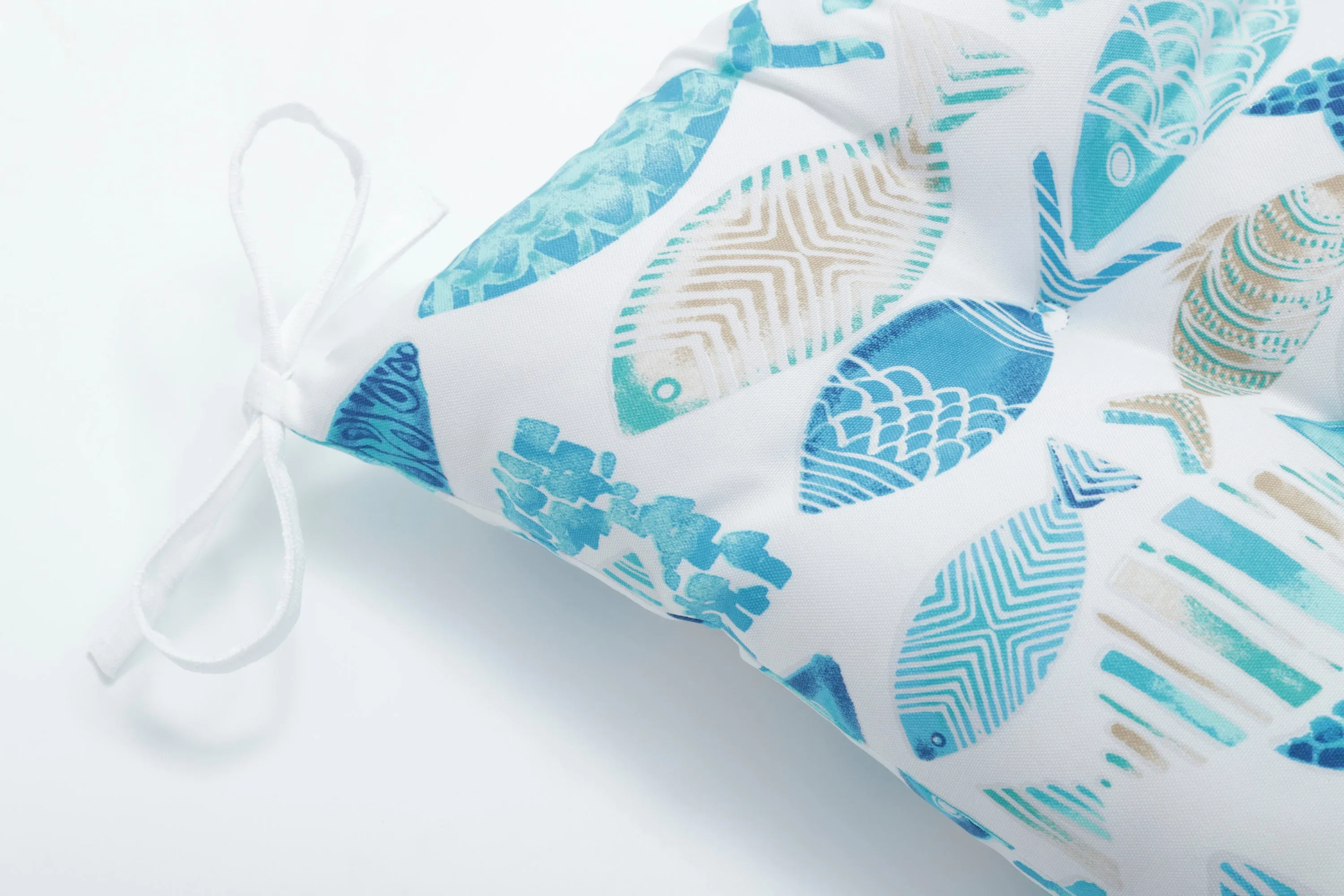Hooked Seaside Blue Tufted Seat Cushions