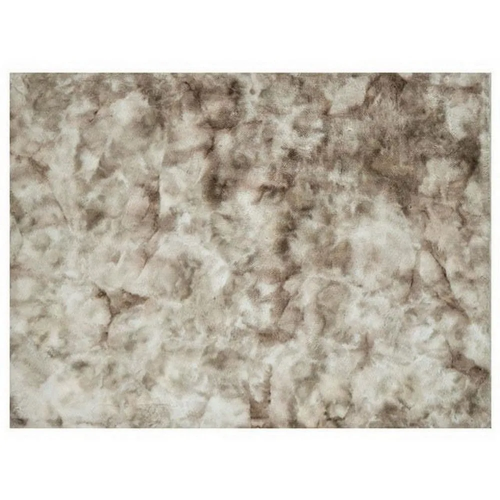 Ica 5 x 7 Area Rug, Non Slip Canvas Backing, Tie Dye Polyester, Beige By Casagear Home