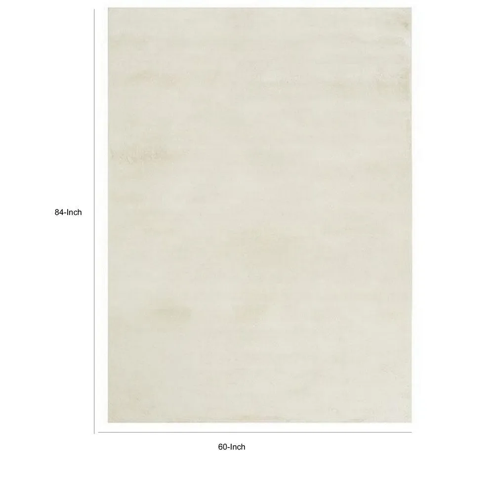 Ica 5 x 7 Area Rug, Non Slip Canvas Backing, Tie Dye Polyester, Off White By Casagear Home