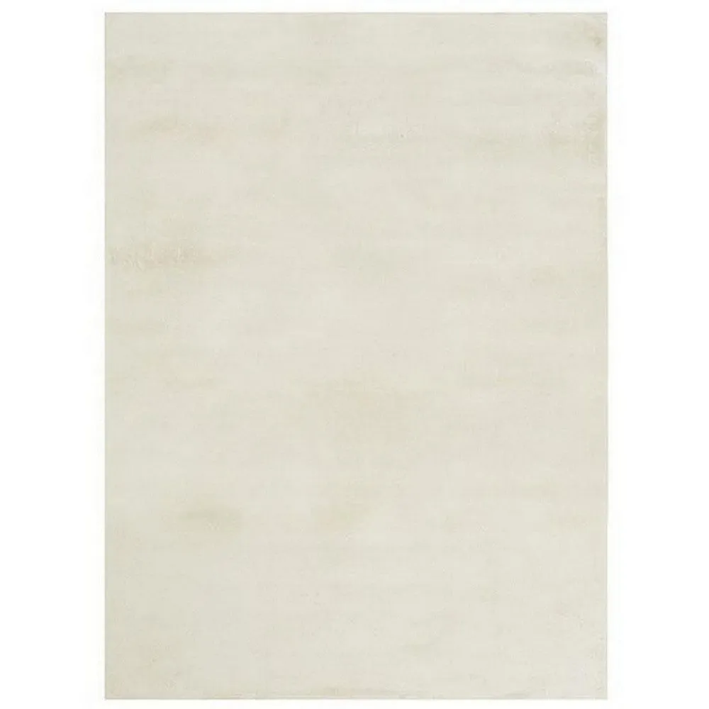 Ica 5 x 7 Area Rug, Non Slip Canvas Backing, Tie Dye Polyester, Off White By Casagear Home