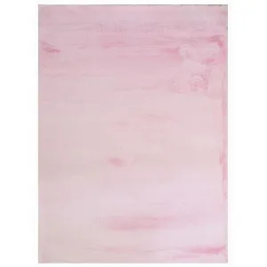 Ica 5 x 7 Area Rug, Non Slip Canvas Backing, Tie Dye Polyester, Pink By Casagear Home