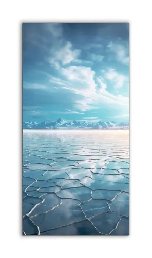 Icy Serenity: Snow-Capped Peaks and Reflective Skies