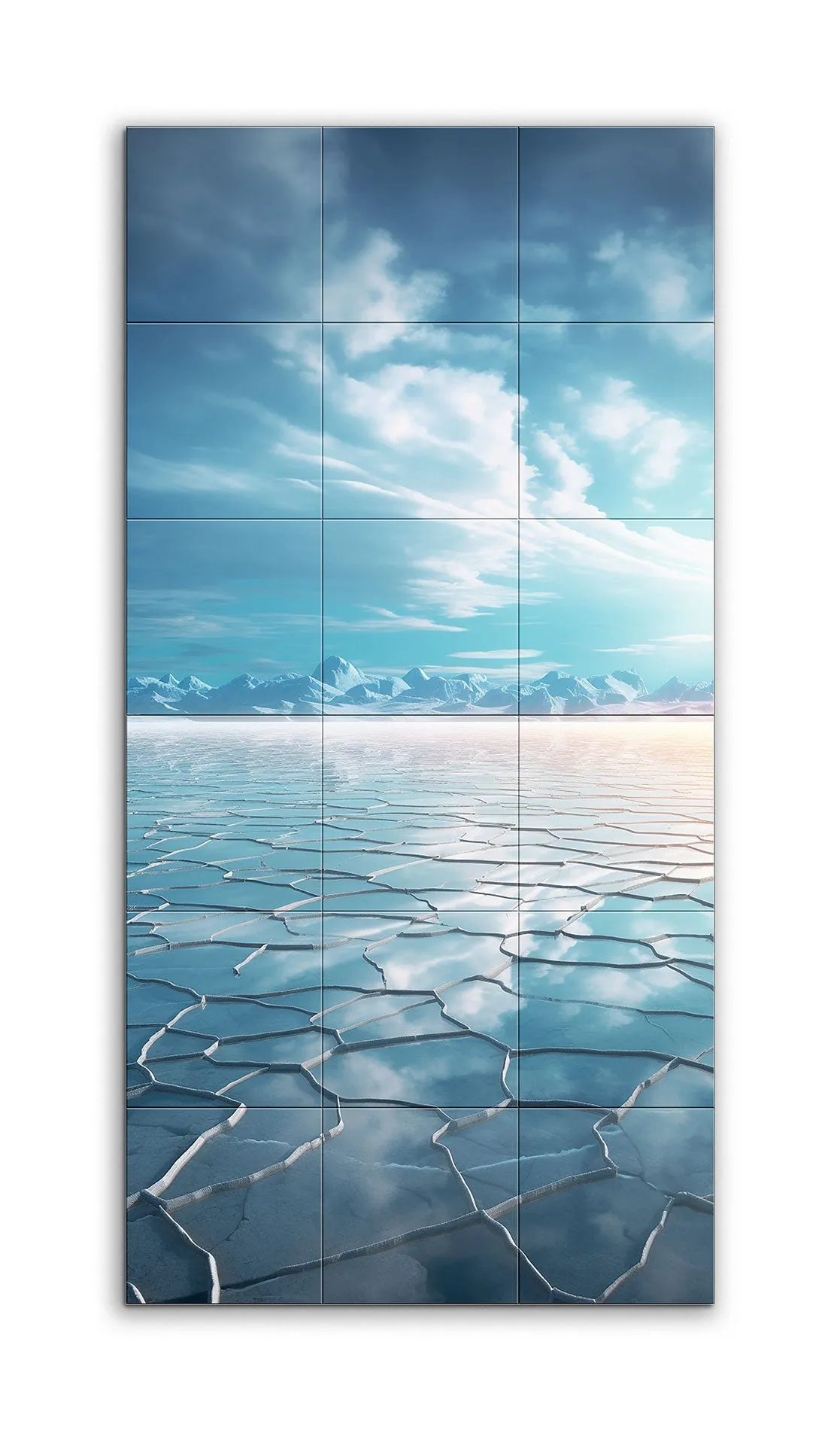 Icy Serenity: Snow-Capped Peaks and Reflective Skies