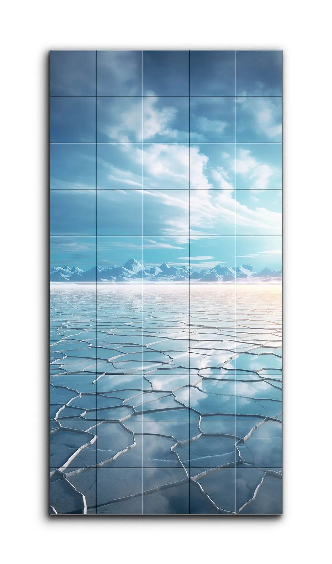 Icy Serenity: Snow-Capped Peaks and Reflective Skies