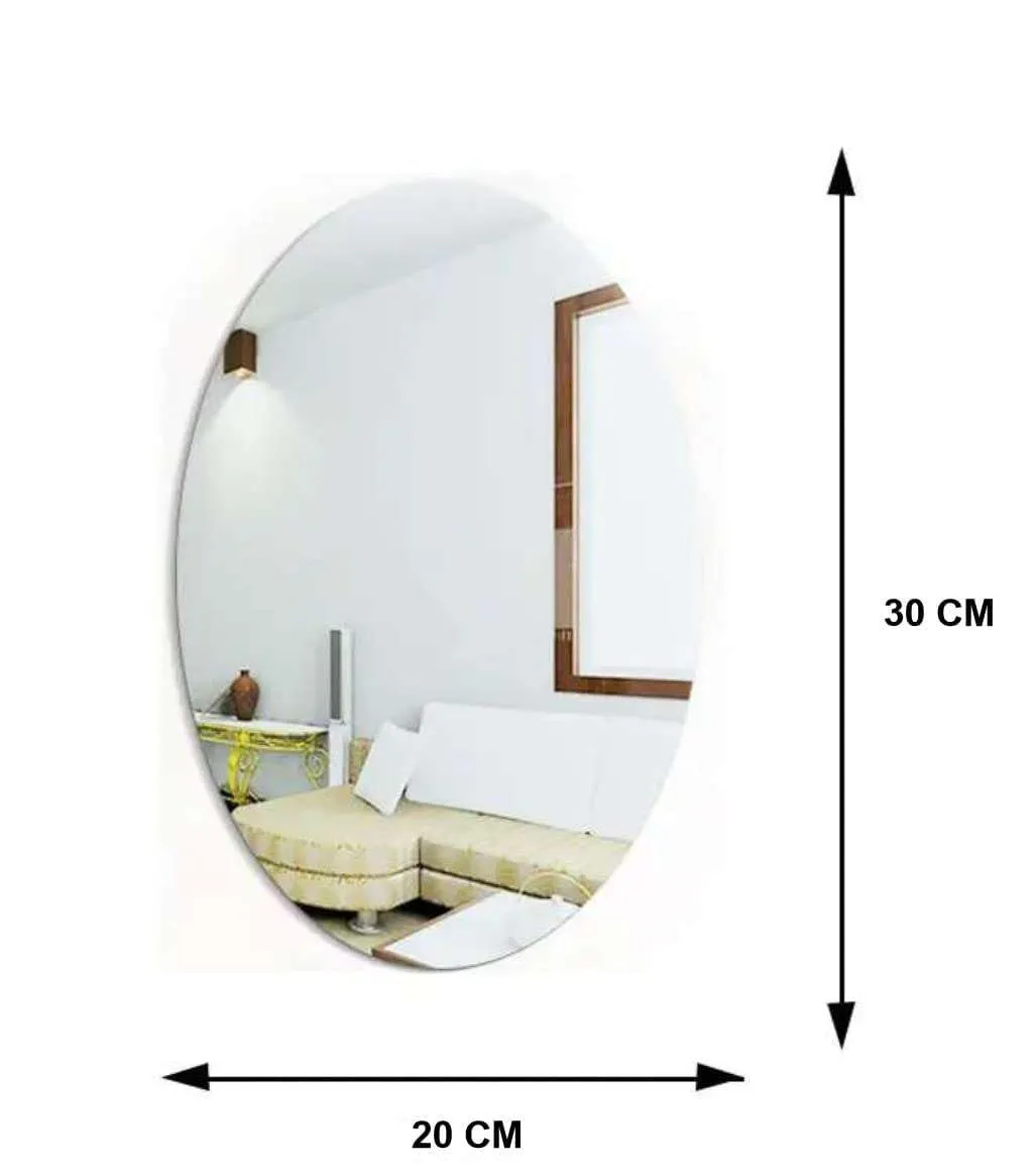 IRQA Oval Shape Adhesive Mirror Sticker for Wall on Tiles Bathroom Bedroom Living Room Basin Mirror Bathroom Wall Mirror Stickers Unbreakable Plastic Vanity Mirror, Makeup Mirror (Style_54