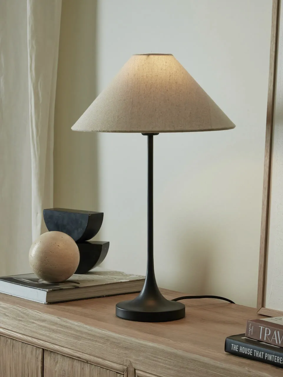 Ivar Black Table Lamp with Natural Shade