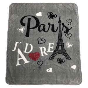 J'adore Paris - Plush Mink Throw | Grey