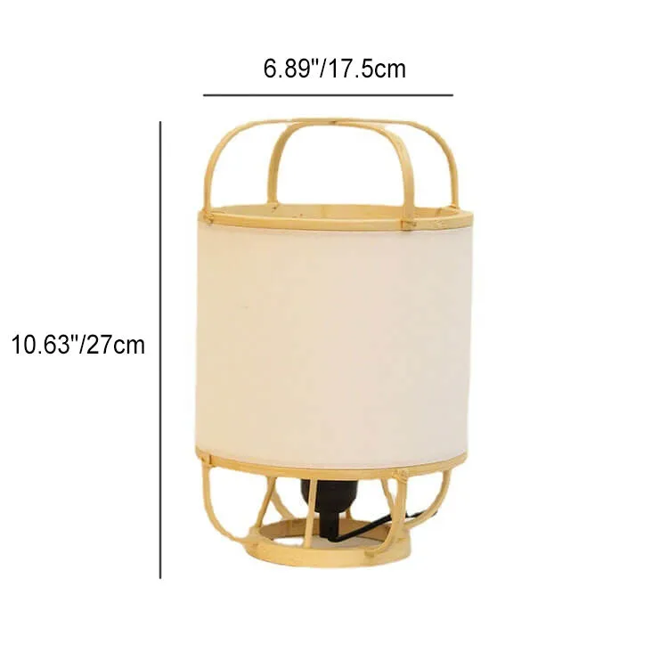 Japanese Simple Bamboo Parchment Lantern 1-Light Table Lamp