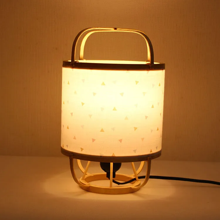 Japanese Simple Bamboo Parchment Lantern 1-Light Table Lamp