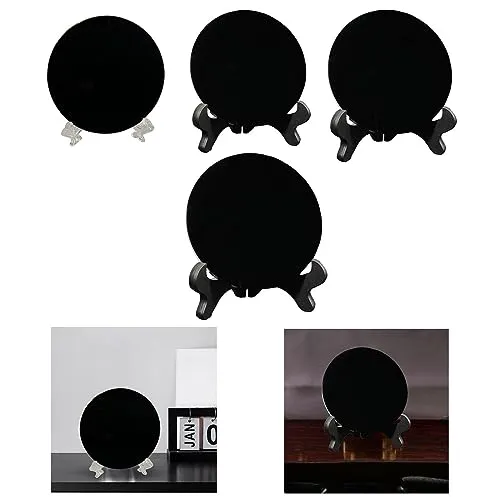 JAZZY PEARLS Black Obsidian Disc Obsidian Scrying Mirror for Augury Home Office Decor 6cm