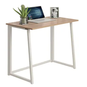 JGS Sheesham Wood and Iron Study Table for Living Room (Natural & White Finish)