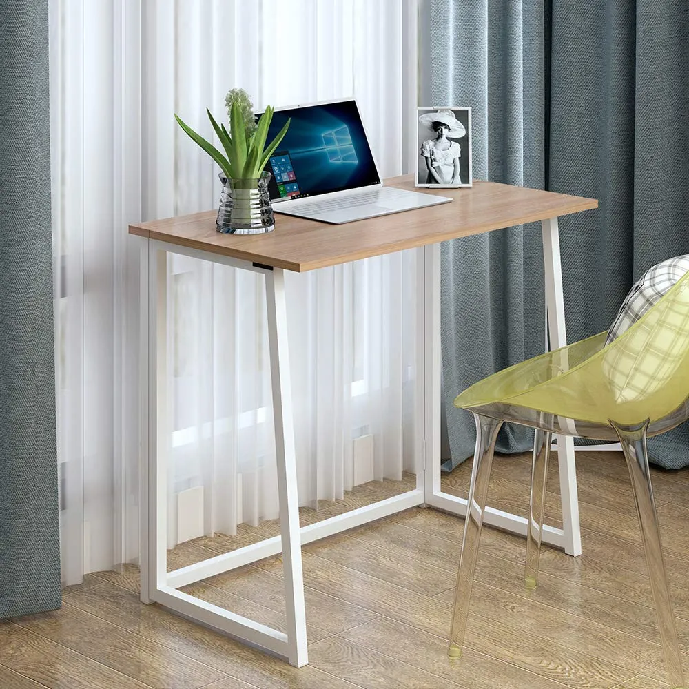 JGS Sheesham Wood and Iron Study Table for Living Room (Natural & White Finish)