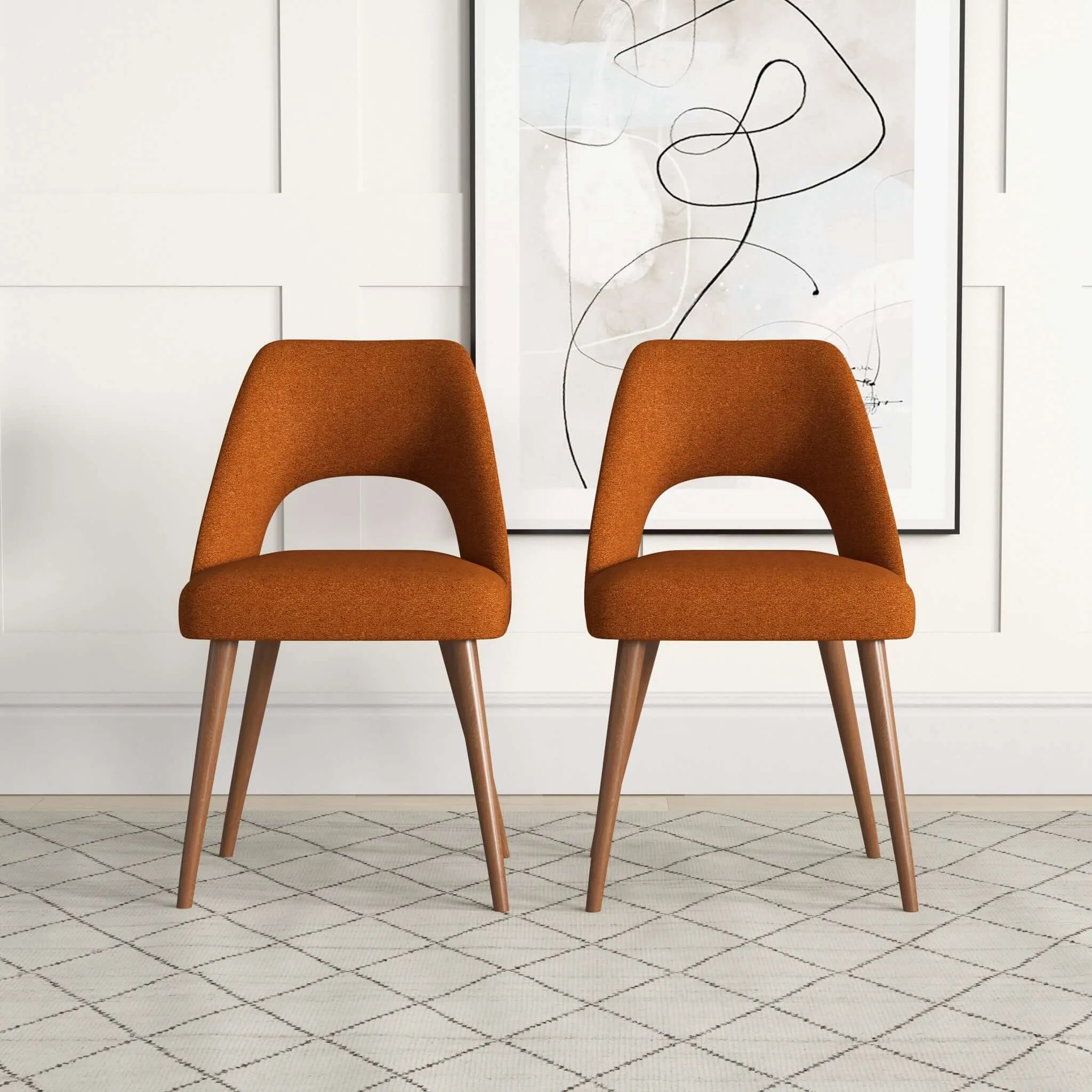 Juliana Mid Century Modern Upholstered Dining Chair (Set of 2) Polyester / Orange