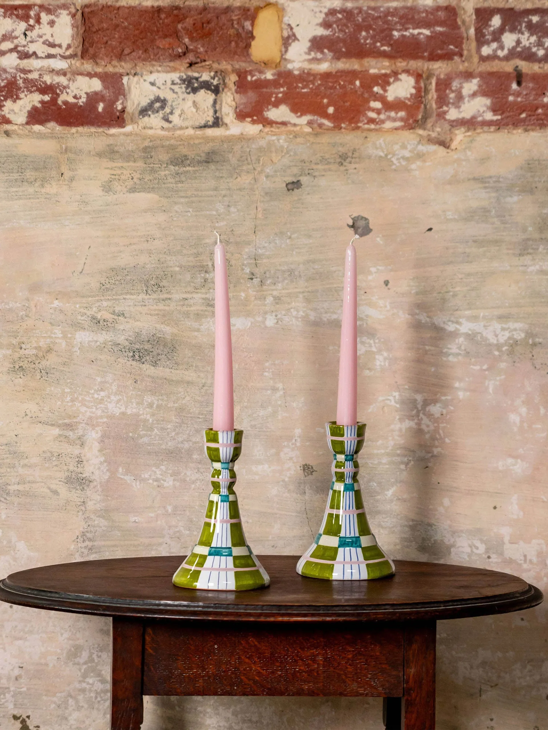 Kente candlestick, green
