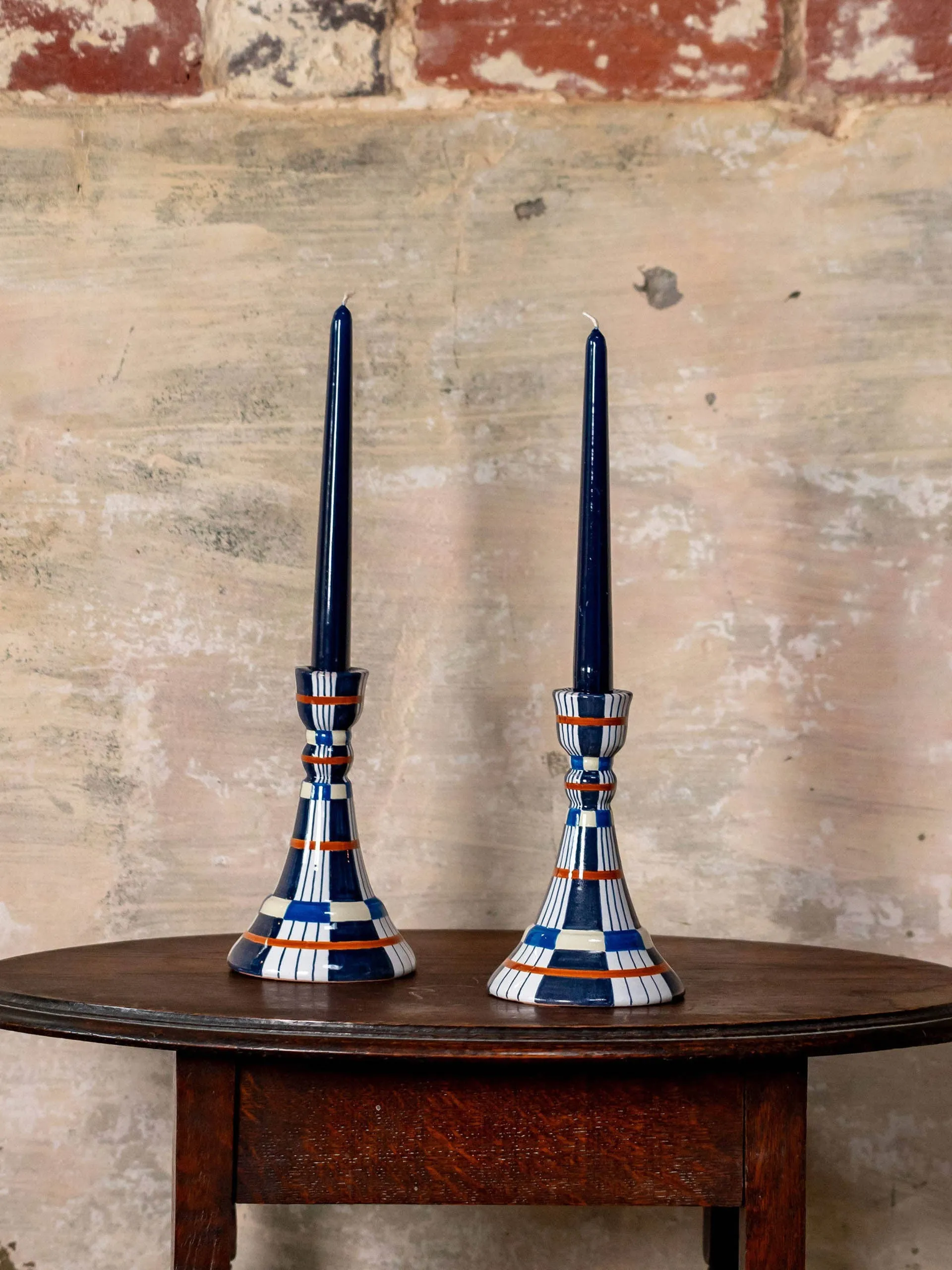 Kente candlestick, indigo