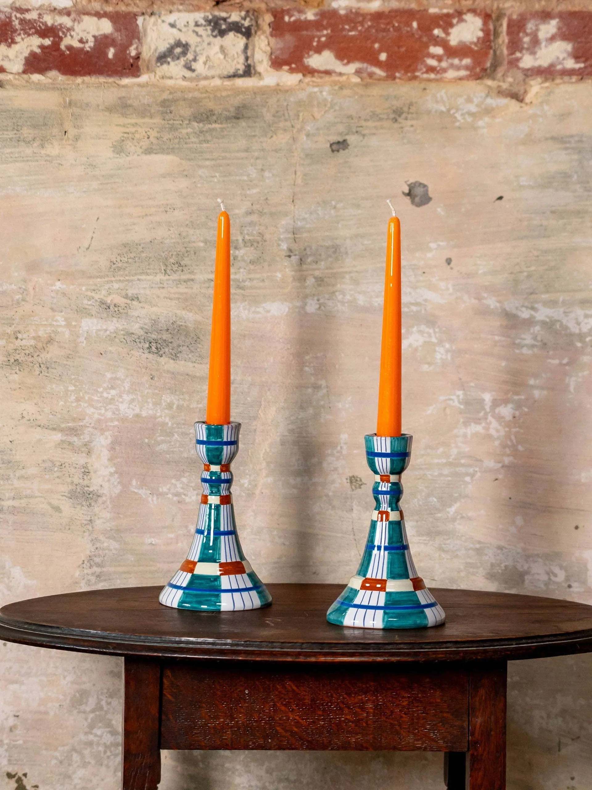 Kente candlestick, turquoise